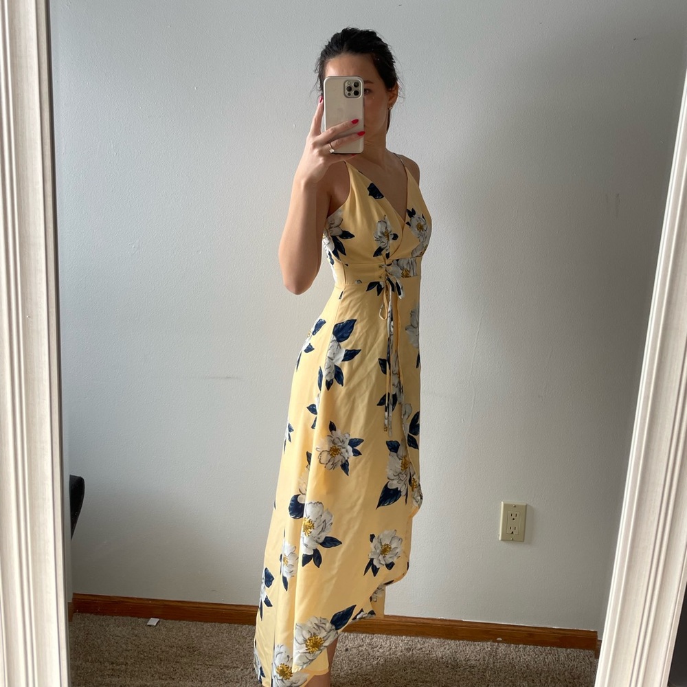 Yellow floral high-low dress